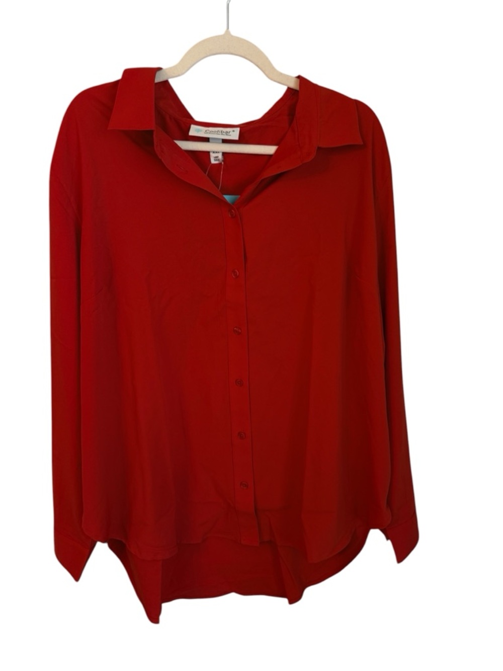 Coolibar UPF 50+ Button Front Blouse Red XXL NWT Lightweight